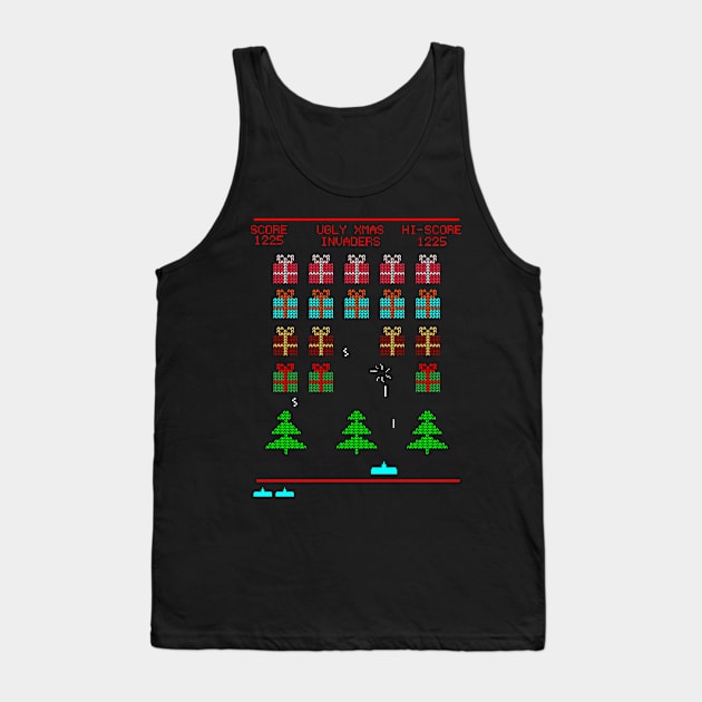 Ugly Christmas Space Invaders Tank Top by Brobocop